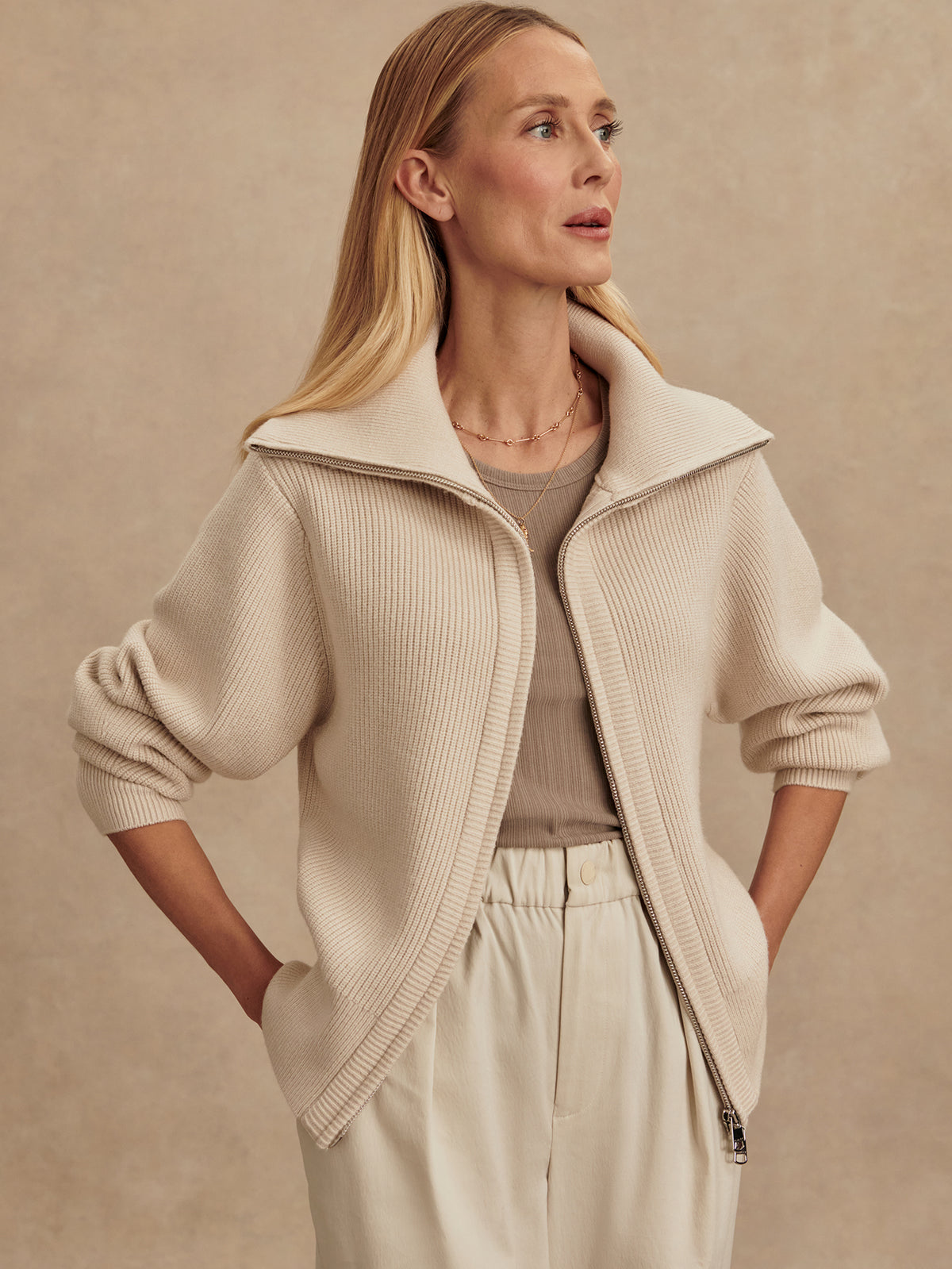 VARLEY ENRICO KNIT JACKET - SILVER BIRCH VAR02762
