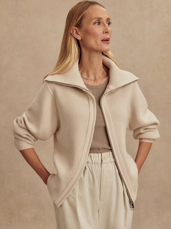 VARLEY ENRICO KNIT JACKET - SILVER BIRCH VAR02762