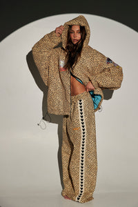 SABBI RAVING HEARTS DRILL PANTS - LEOPARD