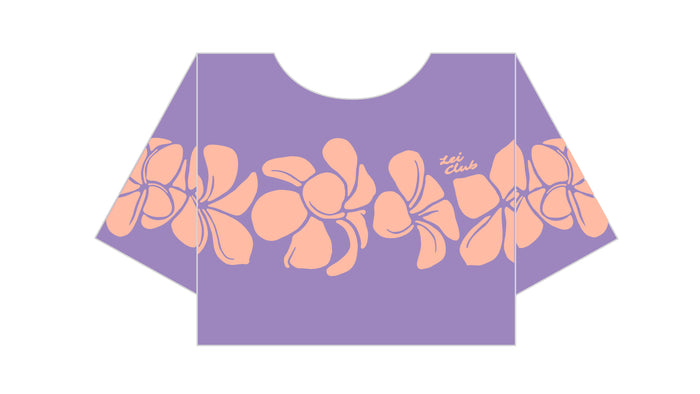 LEI CLUB CROP TEE PUA MELIA BAND - PEACH ON PURPLE