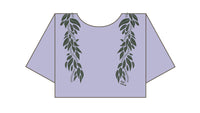 LEI CLUB CROP TEE PUA MAILE MOKIHANA LEI - FOREST GREEN ON LAVENDER