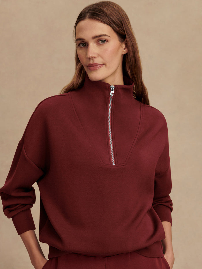 VARLEY HAWLEY HALF ZIP SWEAT - MAROON
