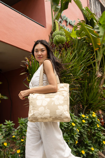 ALOHA COLLECTION DAILY TOTE / HANA HOU / CREME/DUNE
