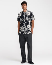 RVCA OVERSPRAY SHORT SLEEVE SHIRT - BLK
