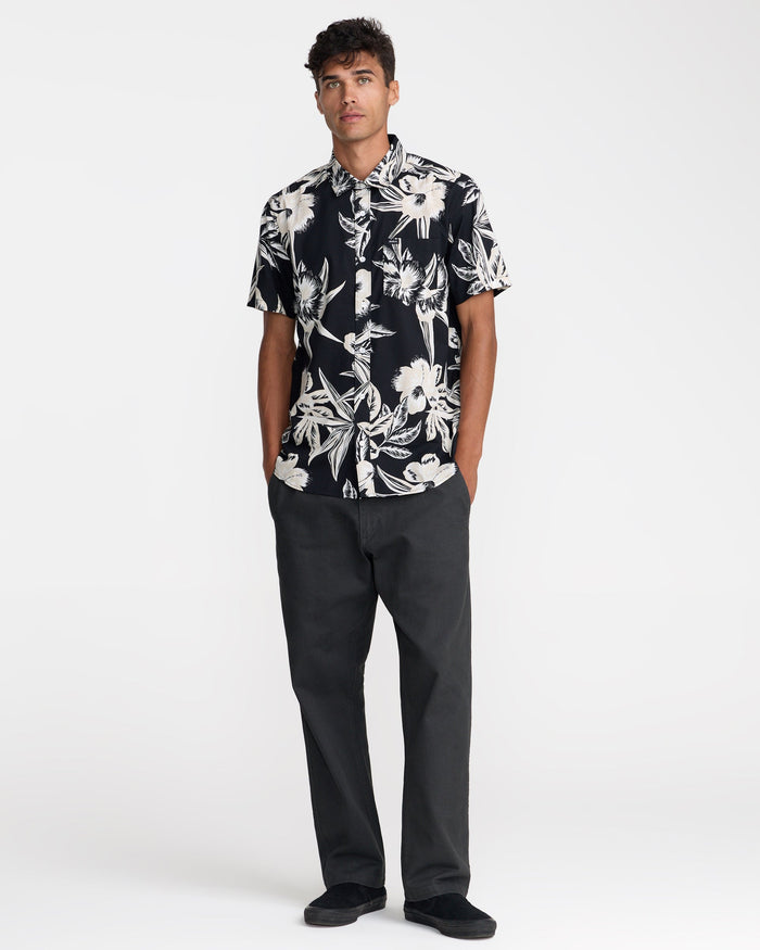 RVCA OVERSPRAY SHORT SLEEVE SHIRT - BLK