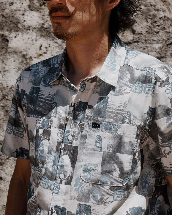 RVCA KAUAI BLOCK PRINT COLLAGE SHIRT - MUL