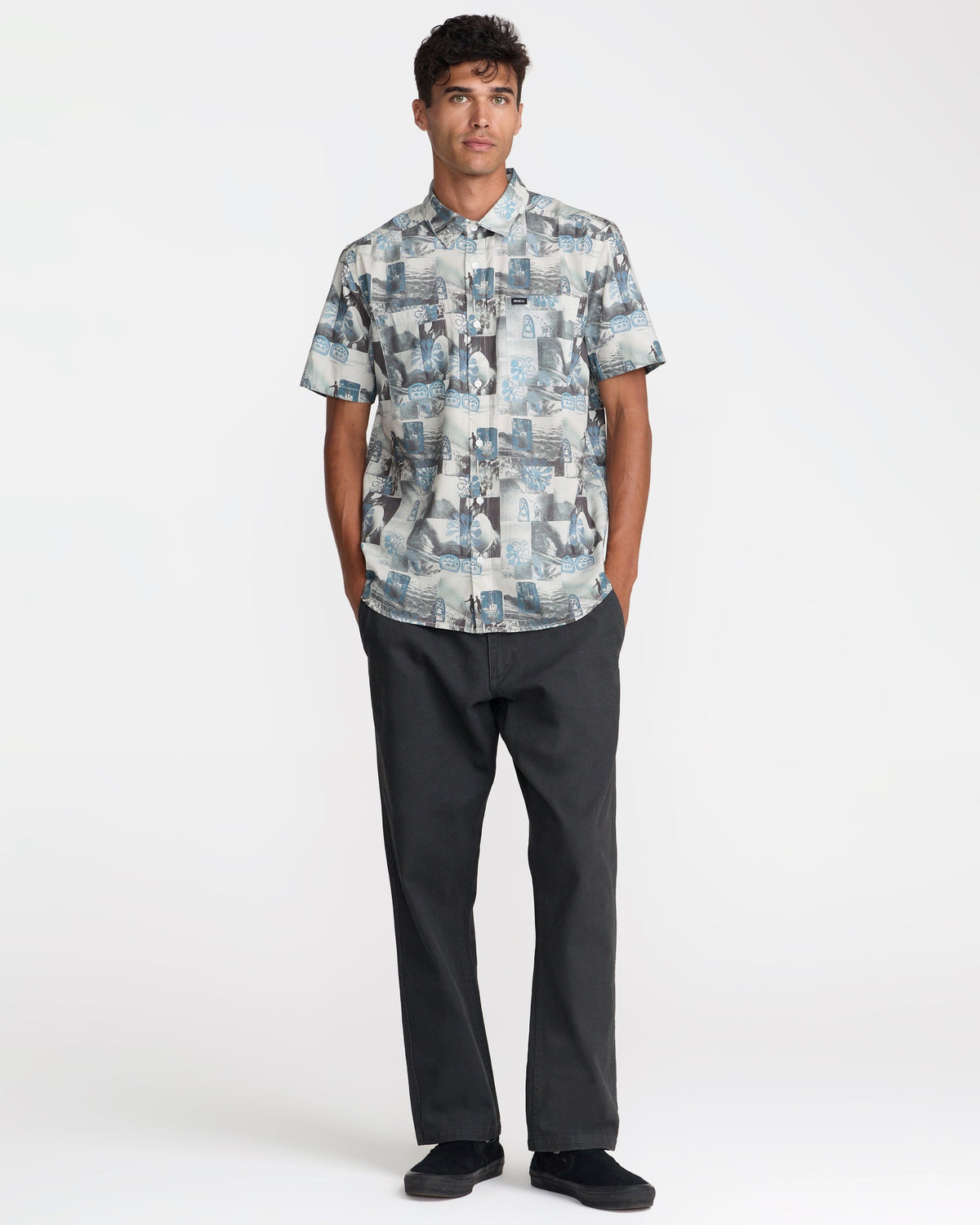 RVCA KAUAI BLOCK PRINT COLLAGE SHIRT - MUL