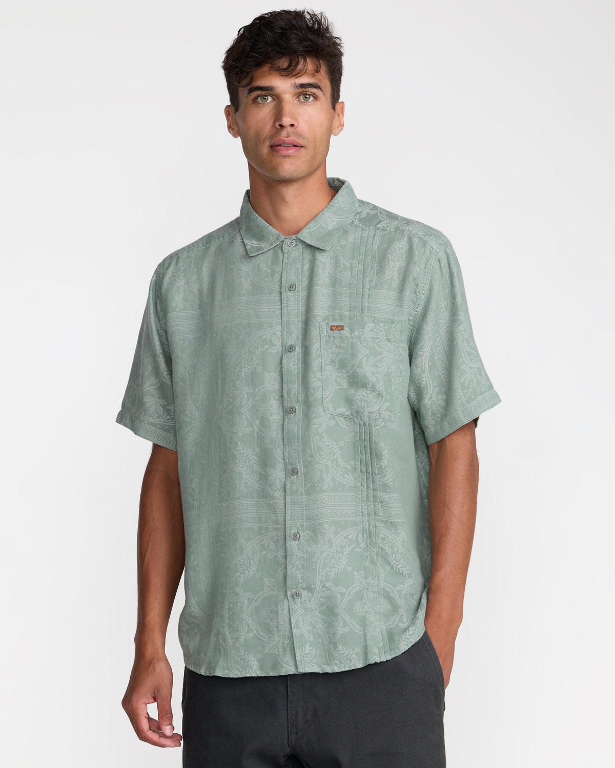 RVCA MELLOWMIST SHORT SLEEVE SHIRT - JADE