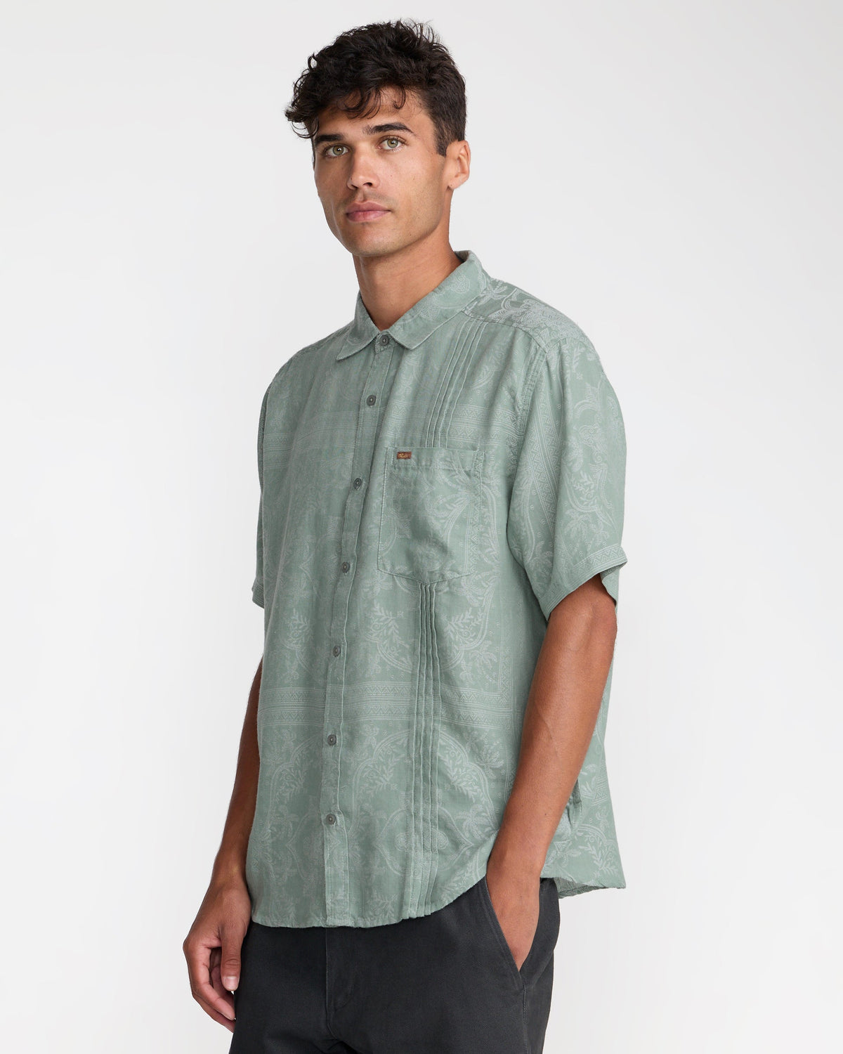 RVCA MELLOWMIST SHORT SLEEVE SHIRT - JADE