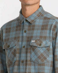 RVCA VACANCY FLANNEL LONG SLEEVE TOP - LED