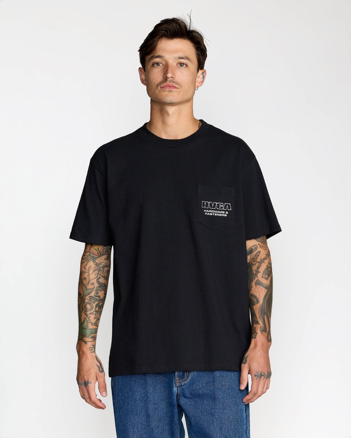 RVCA FASTENERS POCKET SHORT SLEEVE - BLK