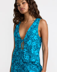 RVCA DYLAN TOP - BLUEBERRY
