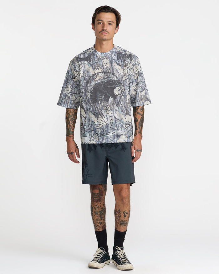 RVCA TAPOUT MESH JERSEY TEE - CAM