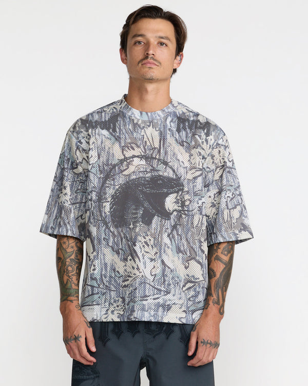RVCA TAPOUT MESH JERSEY TEE - CAM