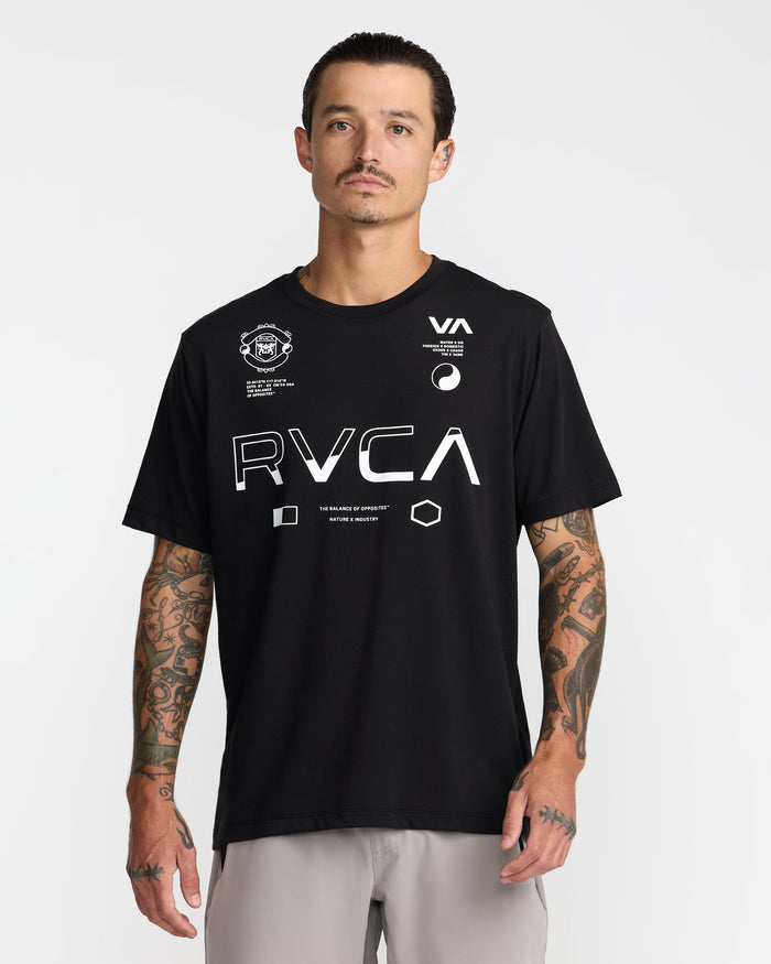 RVCA SPLIT ALL OVER SHORT SLEEVE - BLK