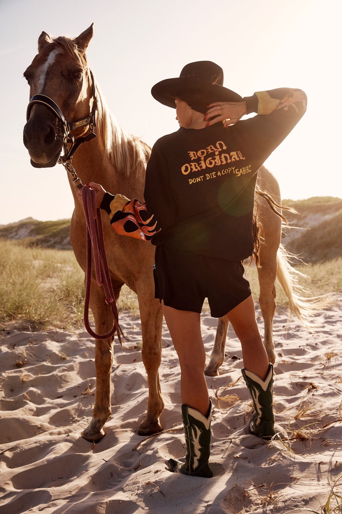 SABBI FLAMING COWBOY CHIDO SHORTS - BLACK