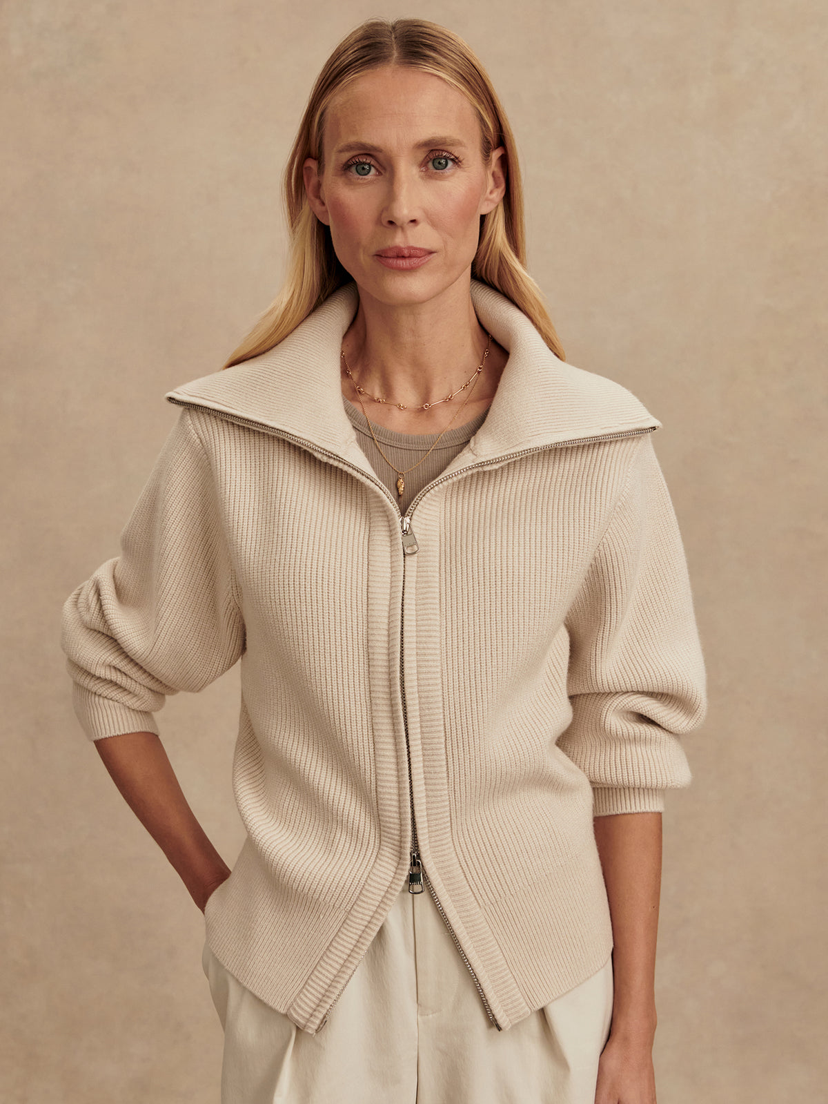 VARLEY ENRICO KNIT JACKET - SILVER BIRCH VAR02762