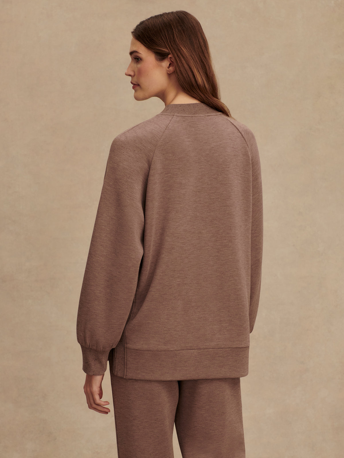 VARLEY NICOLE BOYFRIEND SWEAT - DEEP TAUPE MARL FLECK VAR02083