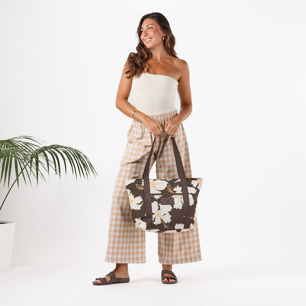 ALOHA COLLECTION NYLON ZIPPER TOTE / TAHAA / CHOCOLATE