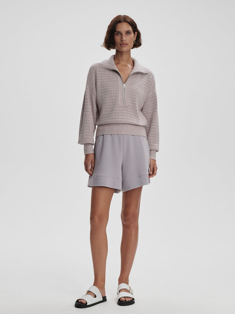 VARLEY DARLA HALF ZIP KNIT - LILAC MARBLE