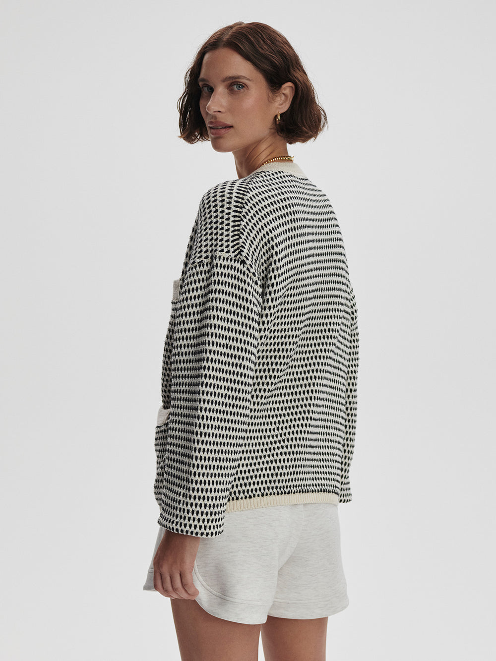 VARLEY TIDEWELL TEXTURED KNIT JACKET - BIRCH MULTI STITCH