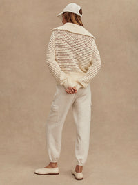VARLEY ELOISE ZIP THROUGH KNIT - EGRET