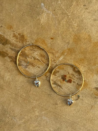 HEART CHARM HOOPS