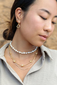 KE ALOHA JEWELRY PEARL AND GOLD DAISY CHAIN NECKLACE - PUA