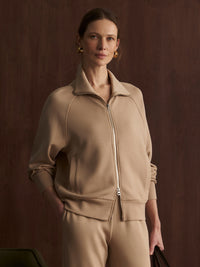 VARLEY TYDE ZIP THROUGH SWEAT - LIGHT TAUPE
