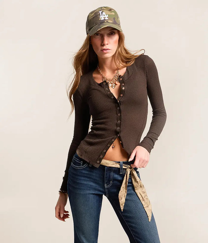 FREE PEOPLE INTIMATELY GOING PLACES CARDI - DEEP FUDGE 9818