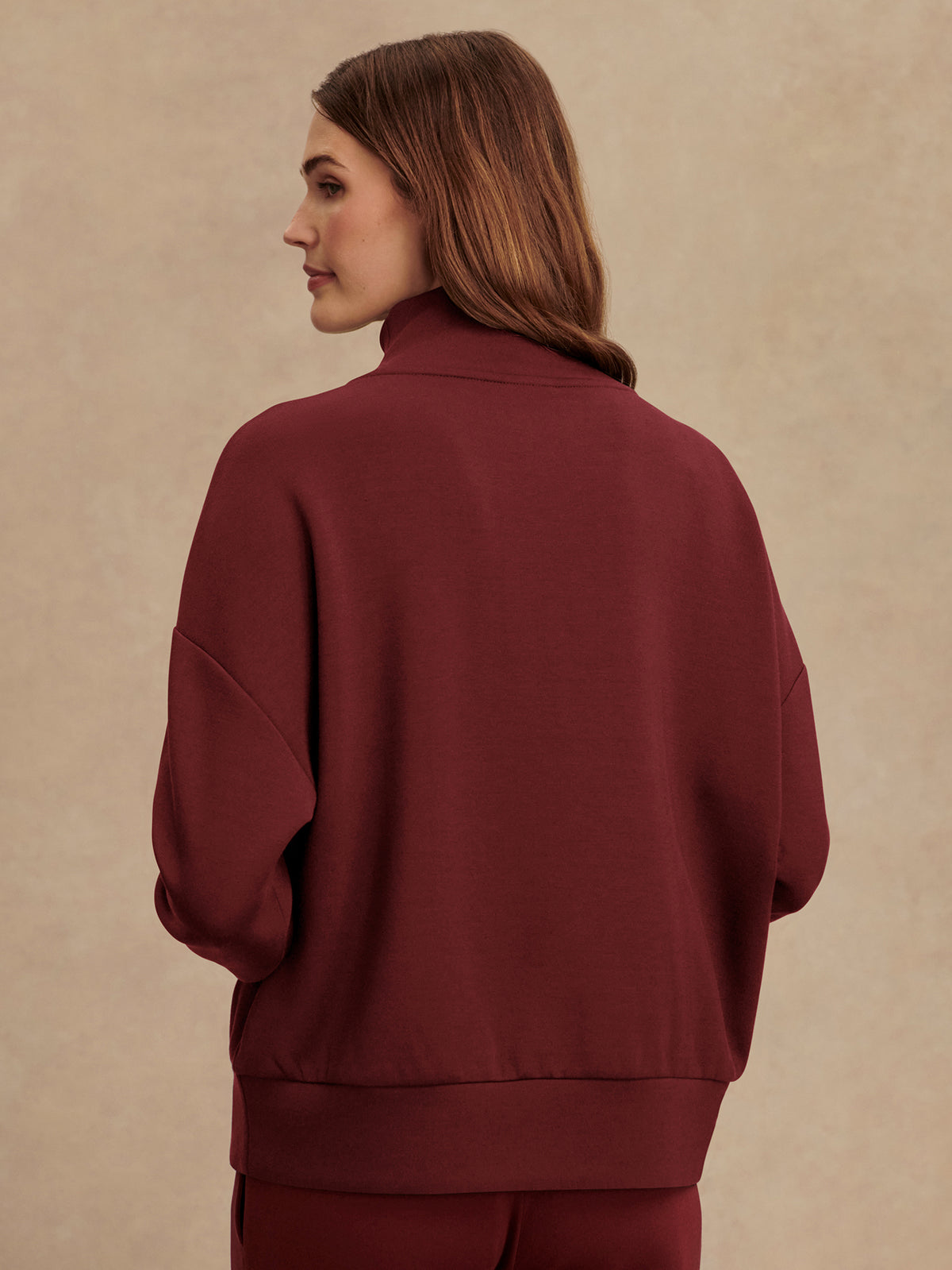 VARLEY HAWLEY HALF ZIP SWEAT - MAROON