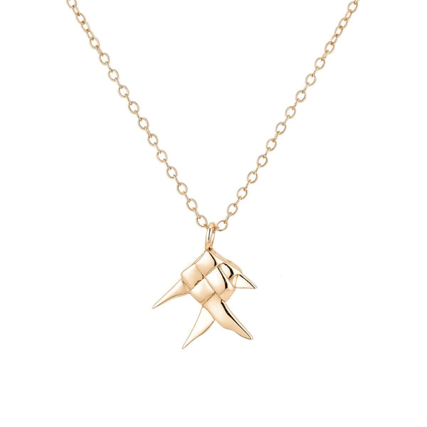 LOVE ME KNOT WEAVE FISH NECKLACE - GOLD PLATED