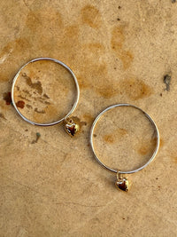 HEART CHARM HOOPS