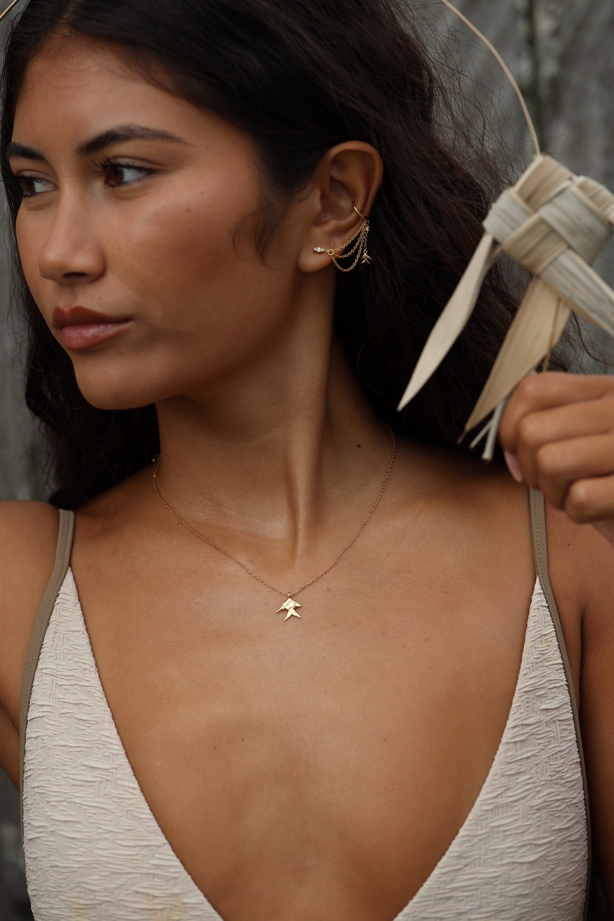 LOVE ME KNOT WEAVE FISH STUD AND CUFF