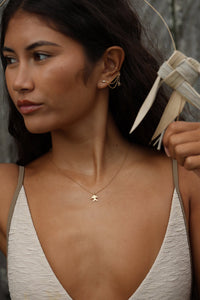 LOVE ME KNOT WEAVE FISH STUD AND CUFF