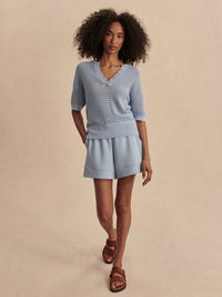 VARLEY CALLIE KNIT TOP - CASHMERE BLUE