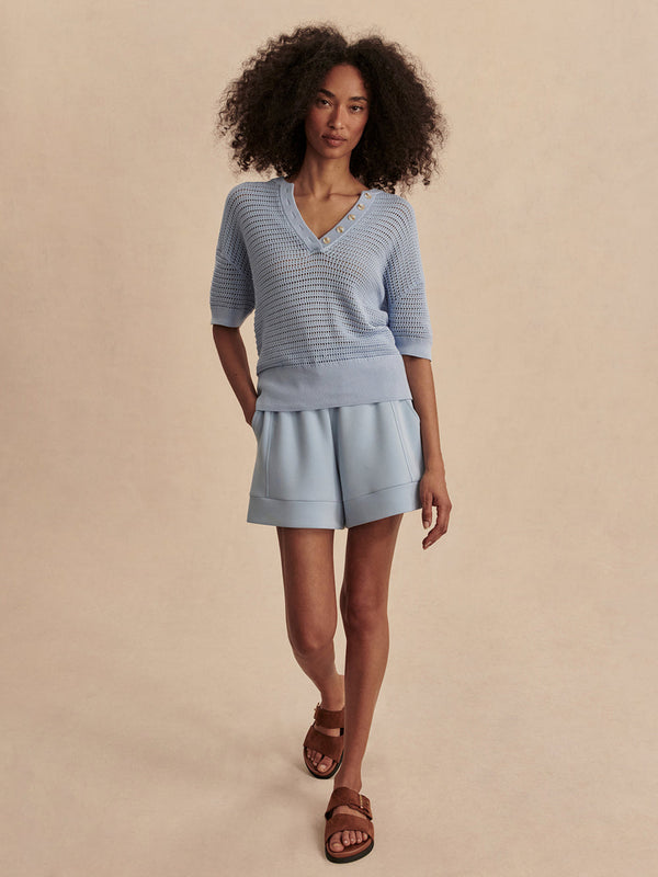 VARLEY CALLIE KNIT TOP - CASHMERE BLUE