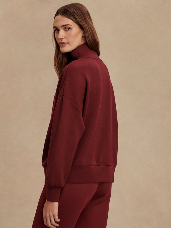 VARLEY HAWLEY HALF ZIP SWEAT - MAROON