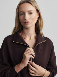 VARLEY HAWLEY HALF ZIP SWEAT - COFFEE BEAN