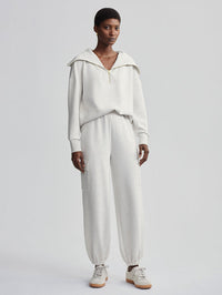VARLEY CATHERINE HALF ZIP SWEAT - IVORY MARL