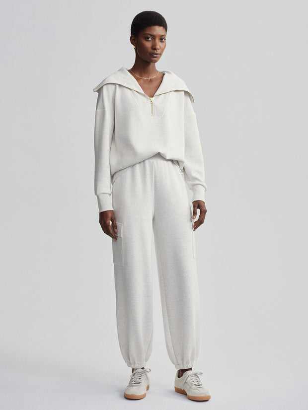 VARLEY CATHERINE HALF ZIP SWEAT - IVORY MARL