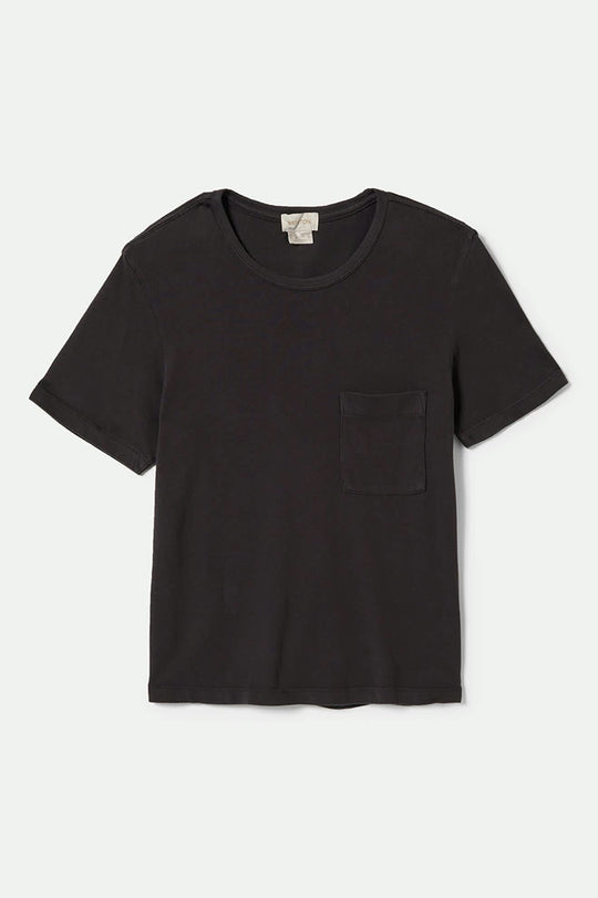 BRIXTON CAREFREE ORGANIC GARMENT DYE PERFECT TEE - BLACK