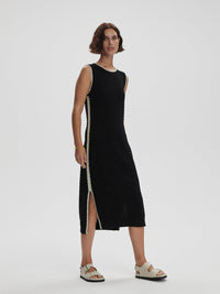 VARLEY DWIGHT TANK KNIT DRESS - BLACK WHITE