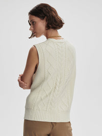 VARLEY KAY CABLE KNIT VEST - SNOW WHITE