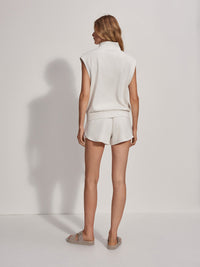 VARLEY LORETTA HALF ZIP SLEEVELESS SWEAT - IVORY MARL