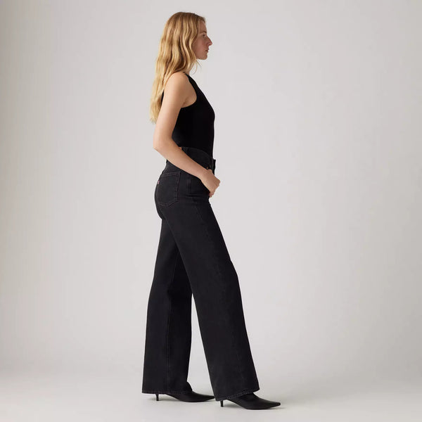 LEVI'S RIBCAGE WIDE LEG WOMENS JEANS - ROSIE POSIE BLACK 0001