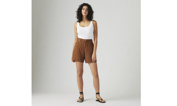 LEVIS HIGH RISE BAGGY WOMENS SHORTS - SORREL HORSE LINEN 0009