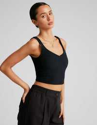 BEYOND YOGA IMPULSE RIBBED CROPPED TANK - BLACK ONYX AB4717