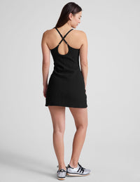 BEYOND YOGA THE LINE RIBBED MINI DRESS - BLACK ONYX AB6272