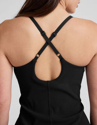 BEYOND YOGA THE LINE RIBBED MINI DRESS - BLACK ONYX AB6272